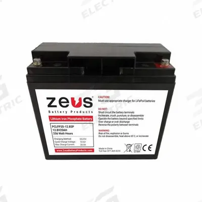 ZEUS BATTERY PRODUCTS Rechargeable Batteries: 12.8V DC, 20 Ah Capacity, 7.13 in Ht, 3.03 in Wd - Lithium Iron Phosphate (LiFePO4) Sealed Batteries
