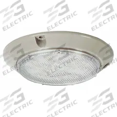MAXXIMA Dome Light: Round, 12.8V DC, LED, Clear, White, 5 1/2 in Overall Dia, 13/16 in Overall Ht (MPN M84406-C). Key specifications — Lens Color: Clear; Mount Type: Screw; Electrical Connection: Wire Leads; Housing Color: White; Brand: MAXXIMA; Operating Voltage: 12.8V DC; Mount Style: Surface.