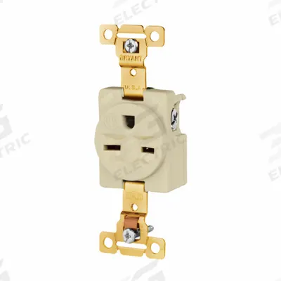BRYANT Receptacle: Single, 6-15, Ivory, 250V AC, 15 A, 2 Pole / 3 Wire (MPN 5661I) - General Purpose Receptacles