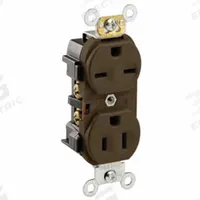LEVITON Receptacle: Duplex, 5-15/6-15, Brown, 125/250V AC, 15 A, 2 Pole / 3 Wire (MPN 5292)