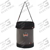 ERGODYNE Bucket Bag: 12 1/2 in W x 17 in H x 12 1/2 in L, Gray, Canvas, 0 Pockets, Buckle (MPN 5930T). Key specifications — attr1118525: ERGODYNE; attr1125037: Gray; attr1125041: Canvas; attr1203718: Yes.