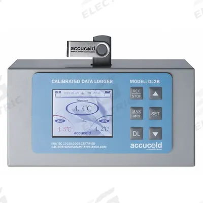 ACCUCOLD Digital Data Logger: 7 1/4 in Overall Lg, 3 1/4 in Overall Wd - Cold Storage Data Loggers