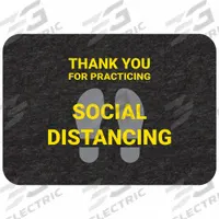 PIG Floor Sign Mat: Thank you for Practicing Social Distancing, 2 ft x 17 in, 2 ft Overall Wd, 4 PK (MPN GMM21004-BK)