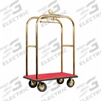 HOSPITALITY 1 SOURCE Bellman Cart: 2 in Frame Dia, 48 in Overall Lg, 27 in Overall Dp, Black (MPN RTBOARDWALK). Key specifications — attr1036728: HOSPITALITY 1 SOURCE; attr1036739: Titanium Gold; attr1036747: Bellman Cart.