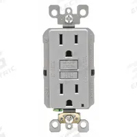 LEVITON GFI Receptacle: Decorator Duplex, 5-15, Gray, GFCI, 125V AC, 15 A, 2 Pole / 3 Wire (MPN GFNT1-GY)