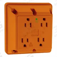 LEVITON Plugs and Receptacles: Hospital Grade, Quad, 5-15R, Orange, 125V AC, 15 A, 2 Pole / 3 Wire (MPN 1254-IG)