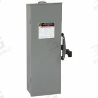 SQUARE D Safety Switch: Non-Fusible, 100 A, Three Phase, 600V AC, Galvanized Steel, Indoor/Outdoor (MPN DTU363RB). Key specifications — attr867131: SQUARE D.