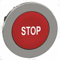 SCHNEIDER ELECTRIC Push Button Head: 30 mm Panel Size, Non-Illuminated, Metallic, Stop, Red (MPN ZB4FA434). Key specifications — Manufacturer Part Number: ZB4FA434; Compatible Operator Illumination: Non-Illuminated; Compatible with Series: XB4; Head Attachment Type: Screw-On; Head Material: Metal; Brand: SCHNEIDER; Legend: Stop.
