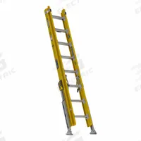 WERNER Extension Ladder: 16 ft Ladder Size, Fiberglass, 375 lb Load Capacity, 56 lb Wt, 2 Sections (MPN D7116-2L). Key specifications — Color: Yellow; Brand: WERNER; Included Features: Bubble Level; Removable Fly: Removable.