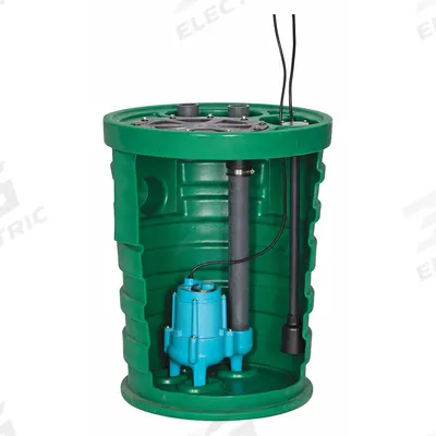 LITTLE GIANT Sewage Ejector System: Plastic, 2/5 hp, 120V AC, 70 gpm @ 10' of Head - Simplex Sewage Grinder Pump Packages