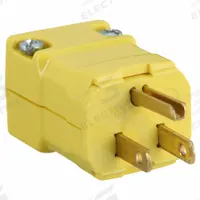 HUBBELL Straight Blade Plug: 5-15P, 125V AC, 15 A, 2 Pole, 3 Blade, Yellow (MPN HBL5965VY)