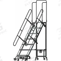 BALLYMORE Hybrid Ladder: 5.8 ft Platform Ht, Unassembled, Spring-Loaded Casters, Aluminum/Steel (MPN HY-LA-073212P-F). Key specifications — Brand: BALLYMORE; Color: Gray; Handrail Configuration: Double Handrails.