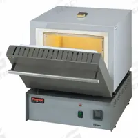 THERMO SCIENTIFIC Box Furnace: Gravity, 0.5 cu ft Capacity, 1,200°C Max Temp, 2,325 W Watt, 1 Doors (MPN F6018). Key specifications — Voltage: 208V; Brand: THERMO SCIENTIFIC; Temperature Accuracy Tolerance: +/-0.3°C @ 1000°C; Temperature Uniformity: +/-2.2°C @ 1000°C.