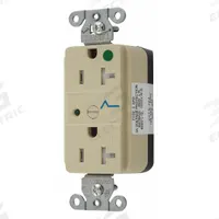 HUBBELL Receptacle: Hospital Grade Fed. Spec., Duplex, 5-20R, Ivory, 125V AC, 20 A, 2 Pole / 3 Wire (MPN SNAP8362IS)