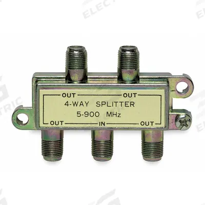 POWER FIRST Cable Splitter: (1) F-Type Female x (4) F-Type Female Splitter, Max. 900 MHz - Coaxial Splitters & Adapters for Data, Audio & Video