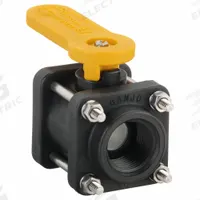 BANJO Manual Two-Way Ball Valve: 1 in, Polypropylene, Straight, FNPT x FNPT, Three-Piece, Lever (MPN V100). Key specifications — Brand: BANJO; Handle: Lever.
