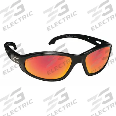 EDGE EYEWEAR Safety Glasses: AP Red Lens, Full-Frame, Metal Detectable, Black Frame - Padded Comfort-Fit Safety Glasses