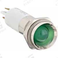 APPROVED VENDOR Protruding Panel Light: 12 mm Panel Mounting Hole Dia, LED, Green, Protruding Head (MPN 24M120). Key specifications — Brand: APPROVED VENDOR; Electrical Connection: 0.11 Male Quick Disconnect.
