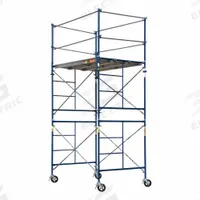 METALTECH Scaffold Tower: Steel, 5 ft to 10 ft, 84 in x 57 in, 2,300 lb Load Capacity (MPN M-MRT5710-A). Key specifications — Brand: METALTECH; Height Adjustability: Fixed Height; Included Components: (8) Guardrails.
