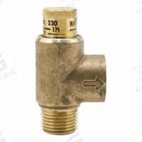 WATTS Calibrated Adjustable Relief Valve: MNPT x FNPT, 3/4 in x 1/2 in, Brass, 0°F to 180°F (MPN 3/4 LF 530-C STD). Key specifications — Brand: WATTS.