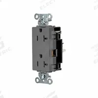 HUBBELL Receptacle: Decorator Duplex, 5-20, Gray, 125V AC, 20 A, 2 Pole / 3 Wire (MPN DR20STGY)