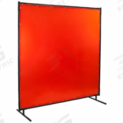 STEINER Welding Screens: Vinyl, 4 ft Ht, 6 ft Wd, Orange, 3/4 in Frame - Heavy-Duty Tinted Transparent Welding Screens