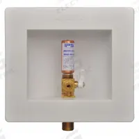 WATER-TITE Outlet Box: 1/2 in Sweat, 1/2 in Sweat, Center, 5.75 in Box Wd, 4.87 in Box Ht (MPN 87978). Key specifications — Valve Connection: 1/2 in Sweat; Inlet Connection: 1/2 in Sweat; Drain Location: Center; Brand: WATER-TITE.
