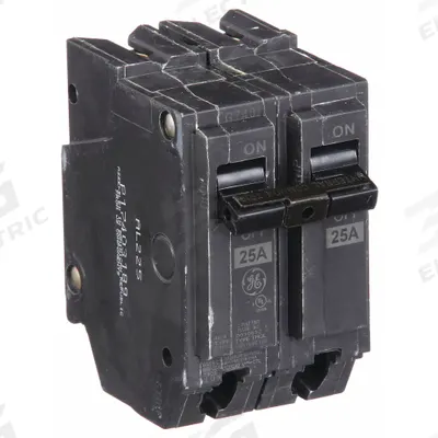 GE Miniature Circuit Breaker: THQL, 25 A, 120/240V AC, Single Phase, 10kA at 120/240V AC - THQP, THQL & THHQL Series, Plug-In GE Miniature Circuit Breakers