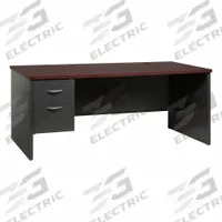 HIRSH Desk Pedestal: Melamine Laminate with Particleboard Core, Mahogany, 1 Pedestals, 2 Drawers (MPN 20542). Key specifications — Desktop Material: Melamine Laminate with Particleboard Core; Includes Modesty Panel: Yes; Desktop Color: Mahogany; Brand: HIRSH; Frame Color: Charcoal; Frame Material: Steel; Product Type: Single Pedestal Desk.