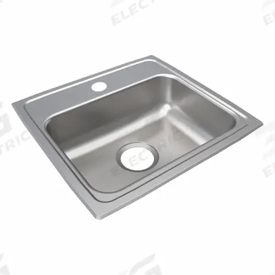 JUST MANUFACTURING Bowl Drop-In Sink: 19 in Overall Lg, 18 in Overall Wd, 5 in Bowl Dp - One-Bowl Counter-Mounted Kitchen & Bar Sinks without Faucets
