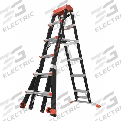 LITTLE GIANT Combination Ladder: 4 Configurations, Fiberglass, 375 lb Load Capacity - Staircase Multifunction Ladders