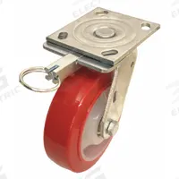 APPROVED VENDOR Plate Caster: Swivel, Directional Lock, Iron, 5 in Wheel Dia., 2 in Wheel Wd, Slot (MPN P21S-URPW050K-14-DL). Key specifications — Brand: APPROVED VENDOR; Wheel/Tread Color: Red; Roll Up: Swivel with Directional Lock.