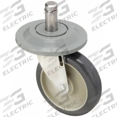 APPROVED VENDOR Stem Caster: Swivel, No Brake, 5 in Wheel Dia., 1 1/4 in Wheel Wd, Polyurethane - Wall-Protecting Friction-Ring Stem Casters