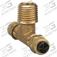 PARKER Compression Tee Fitting: 1/4 in OD x 1/4 in OD x 1/4 in Pipe Fitting Size, Brass, 10 PK (MPN 172P-4-4). Key specifications — attr1195695: PARKER.