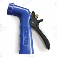 SANI-LAV Spray Nozzle: 3/4 in Connection Size, FGHT, Plastic/Zinc, 5 1/2 in Overall Lg, Blue (MPN N2BLX). Key specifications — Nozzle Color: Blue; Material: Zinc; Nozzle Shutoff Type: Handle Controls; Brand: SANI-LAV.