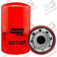 BALDWIN FILTERS Oil Filter: BD7325, 1 1/2"-16 Thread Size, 8 1/8 in Overall Ht, Oil, Hino/Nissan. Key specifications — Baldwin Interchange: BD7325; Brand: BALDWIN FILTERS; Compatible Vehicle Make: Nissan; Includes: Integral Gasket; Media Material: Cellulose.