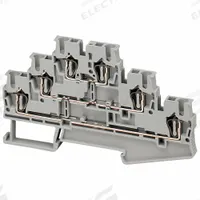 SCHNEIDER Terminal Block: DIN Rail Mounting Type, Spring Wire Termination, 6 Wire Terminals, 20 A (MPN NSYTRR26T). Key specifications — Brand: SCHNEIDER; For Minimum Wire Size: 28 AWG; Wire Termination Style: Spring.