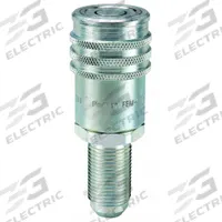 PARKER Hydraulic Quick Connect Hose Coupling: 1/2 in Coupling Size, Steel, 45.42 lpm Max. Flow Rate (MPN FEM-501-12BMF). Key specifications — Thread Size: 1-1/16"-12; Body Material: Steel; Brand: PARKER.