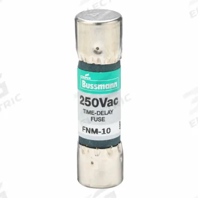 BUSSMANN Fuse: FNM Series, Midget, Time-Delay, 10 A, 250 V AC, 13/32 in x 1 1/2 in - Time-Delay Cylindrical Fuses