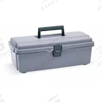 FLAMBEAU Tool Box: 14 1/2 in W 7 1/2 in D 5 1/4 in H, Plastic, Gray, Hinged Lid, 1 Compartments (MPN 6744WG). Key specifications — attr1116905: Gray; attr1116917: Hinged; attr1116946: FLAMBEAU.