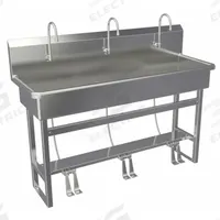 SANI-LAV Wash Station: 45 in Overall Ht, 57 in Bowl Lg, 8 in Bowl Dp, 0.5 gpm Flow Rate, 16 ga (MPN 56FSL-0.5). Key specifications — Includes Side Splash: Side Splash Not Included; Brand: SANI-LAV.
