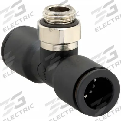 LEGRIS Push-Fit Tee Fitting: 12 mm Pipe x 12 mm OD x 1/2 in Pipe Size, Polymer - Nylon & Nickel-Plated Brass Tube Fittings