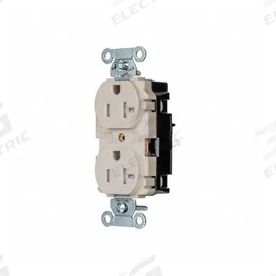 HUBBELL Receptacle: Duplex, 5-20, Light Almond, 125V AC, 20 A, 2 Pole / 3 Wire (MPN 5362STLATR) - General Purpose Receptacles