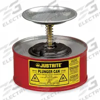 JUSTRITE Plunger Can: 1/4 gal Capacity, Powder Coated Steel, Red (MPN 10108). Key specifications — Brand: JUSTRITE; Product Type: Plunger Can.