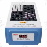 THERMO SCIENTIFIC Dry Bath: 17 3/4 in Overall Dp, 3 7/8 in Overall Ht, 7 7/8 in Overall Wd, Digital (MPN 88870003). Key specifications — Brand: THERMO SCIENTIFIC; Display Type: Digital; For Use With: Vessels; Accuracy: +/-0.5 °C; Voltage: 100/120V AC.