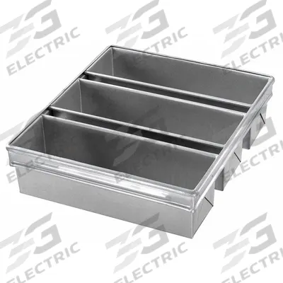 CHICAGO METALLIC Pullman Bread Pan: Aluminized Steel, 3 Slots, 13 3/4 in Overall Wd - Bread & Loaf Pans