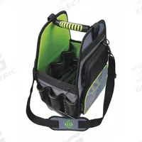 GREENLEE Tool Bag: 11 in W x 11 in D x 18 in H, Black, Polyester, 32 Pockets, 29 Inside Pockets (MPN 0158-29). Key specifications — Color: Black; Brand: GREENLEE; Material: Polyester.