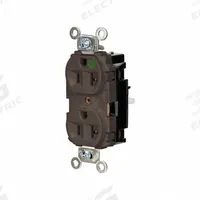 HUBBELL Receptacle: Hospital Grade, Duplex, 5-20R, Brown, 125V AC, 20 A, 2 Pole / 3 Wire (MPN HBL8300ST)