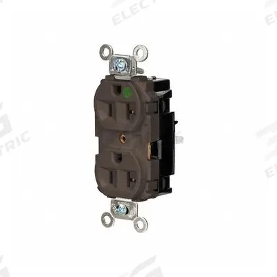 HUBBELL Receptacle: Hospital Grade, Duplex, 5-20R, Brown, 125V AC, 20 A - General Purpose Receptacles