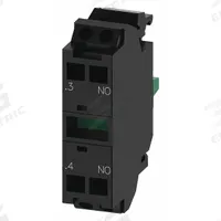 SIEMENS Contact Block: 22 mm Panel Mounting Size, 1NO, Momentary, 3SU1 Series, Spring Terminals (MPN 3SU14001AA103BA0). Key specifications — Switch Action: Momentary; Terminal Connection Type: Spring Terminals; Brand: SIEMENS; Compatible with Series: 3SU1.